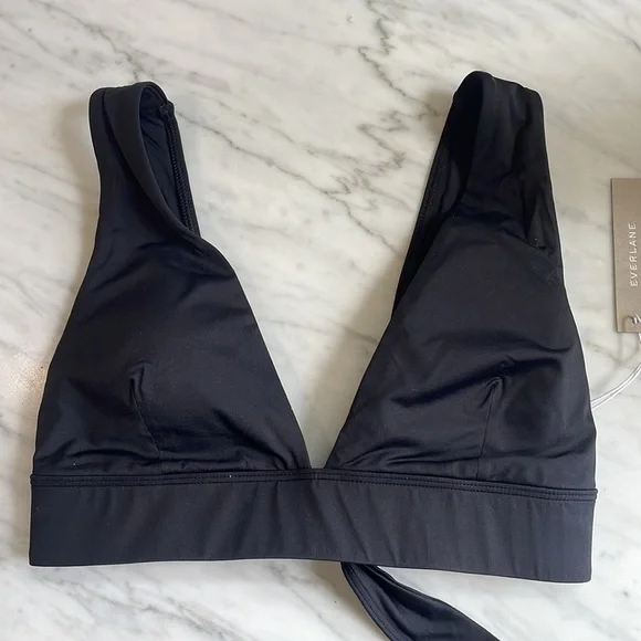 Everlane Womens size L Black The Triangle Bikini Top Tie Back Swim - Picture 5 of 7
